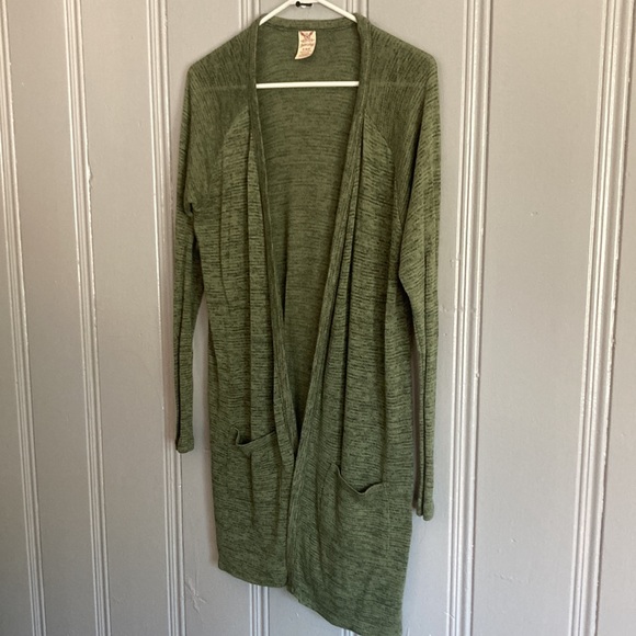 HP NWOT Draped Knit Angle Front Duster Cardigan Split Hem Sides W/ Pockets- Sz S - Picture 6 of 9